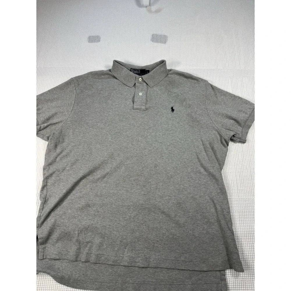 Polo Ralph Lauren Mens Large Gray Short Sleeve Pony Logo Polo Shirt 33672